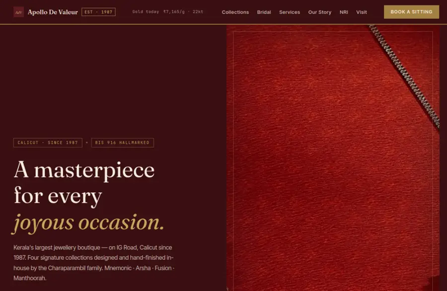 Apollo De Valeur — live jewellery site